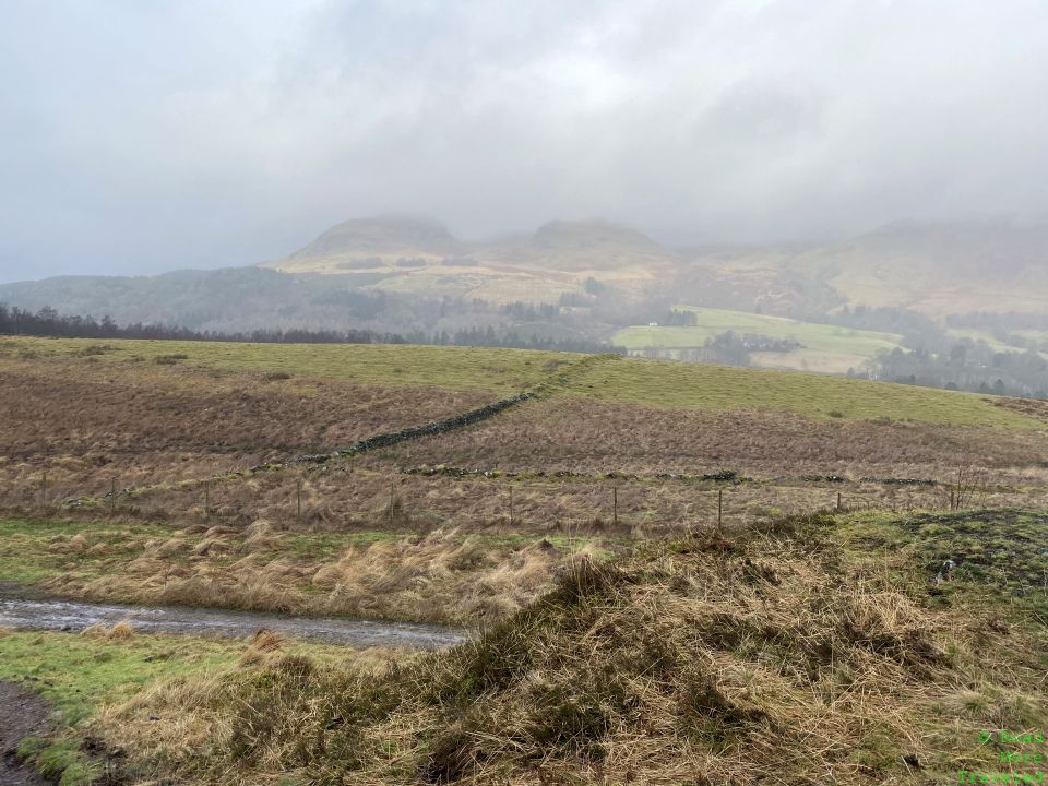Hilly landscape past Craigallian Loch