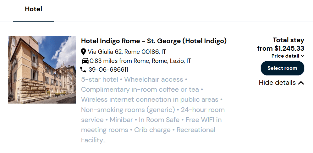 a screenshot of a hotel