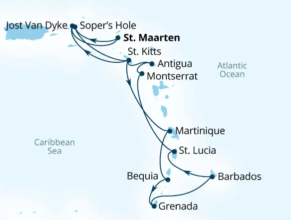 a map of a cruise line