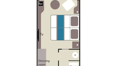 a floor plan of a hotel room