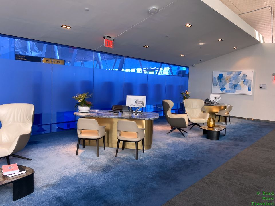 Delta One check-in seating area at JFK