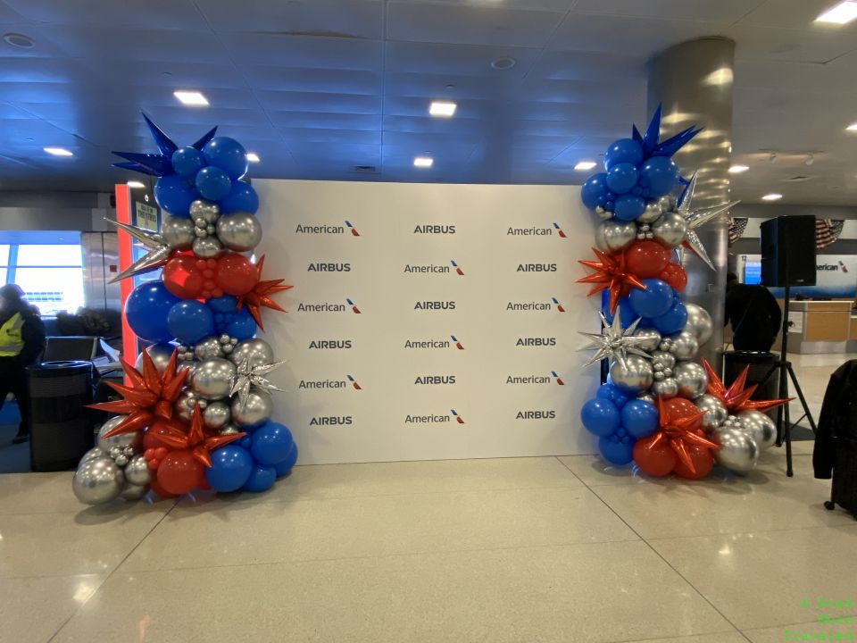AA A321XLR inaugural gate party decorations