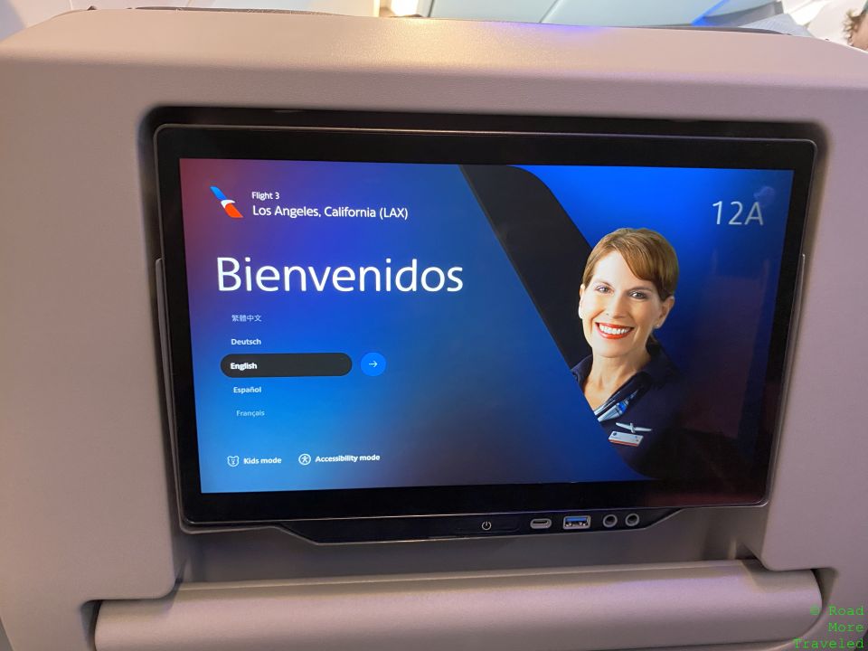 American A321XLR Premium Economy IFE screen