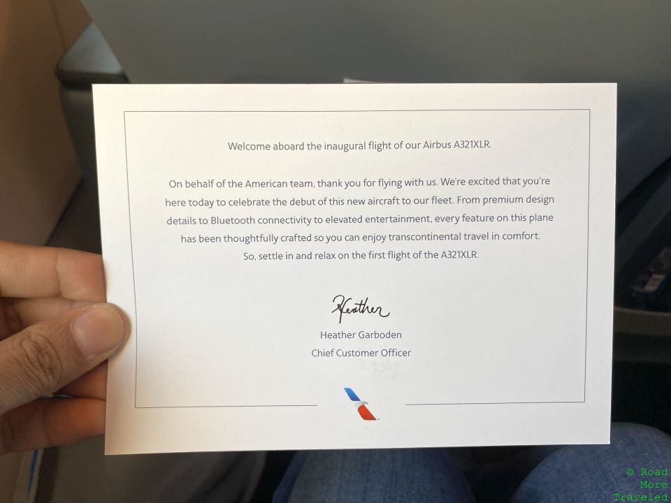 American A321XLR inaugural signed postcard