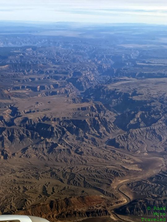 Western end of Grand Canyon from cruising altitude