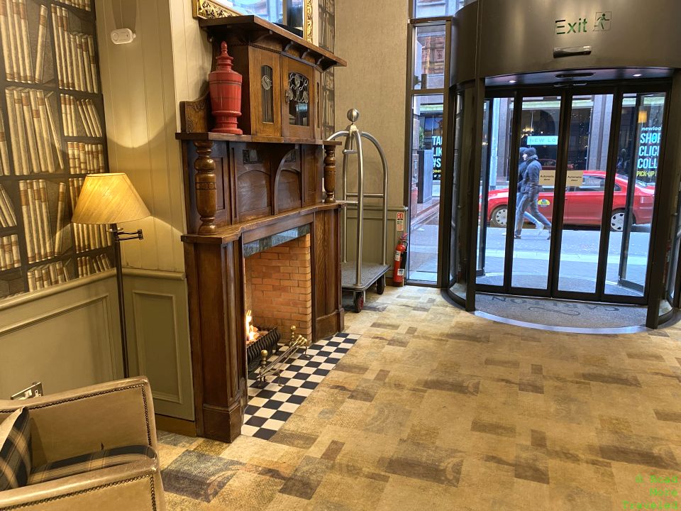 Carlton George Hotel Glasgow lobby fireplace