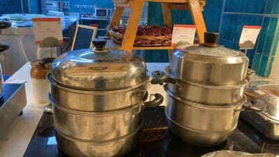 a group of pots on a table