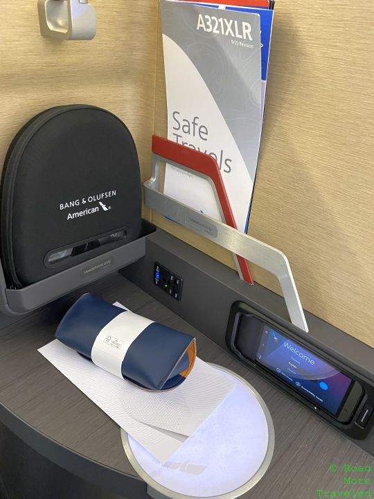 American A321XLR Business Class aisle-side storage shelf