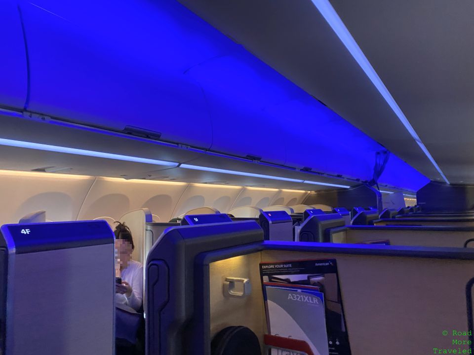 an airplane with blue lights