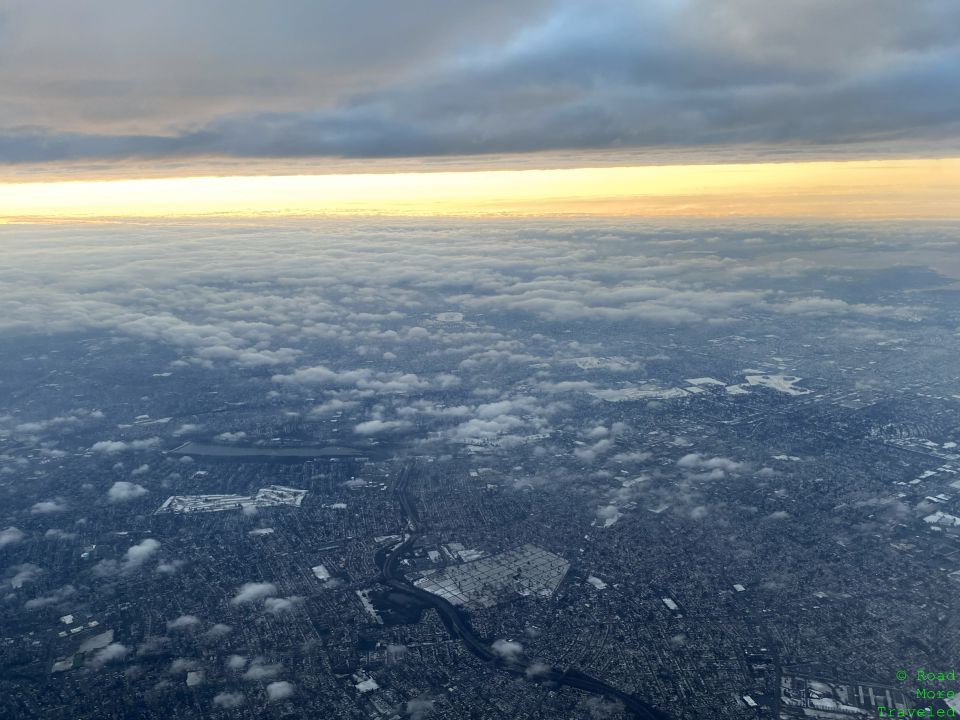aerial view of a city from an airplane