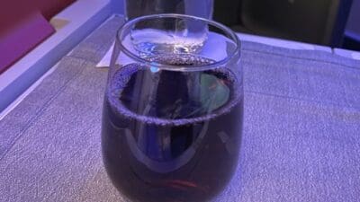 American A321XLR Business Class red wine