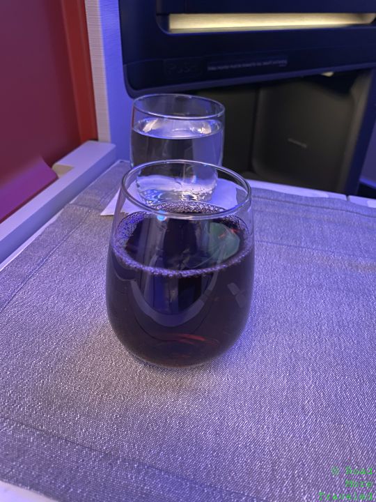 American A321XLR Business Class red wine