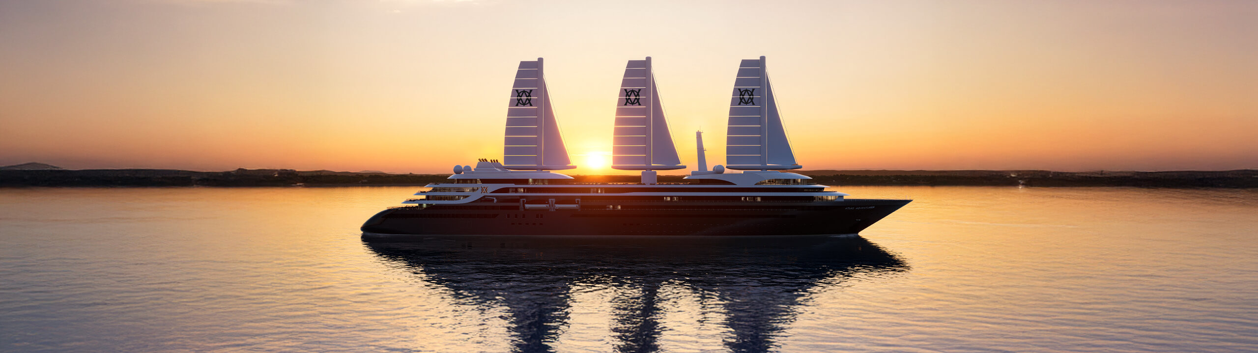 a large ship with sails on water