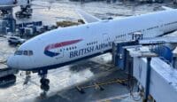 British Airways Boeing 777-300ER at gate in New York JFK close up