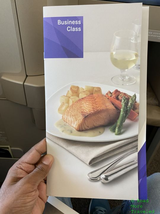 Asiana A380-800 Business Class food menu