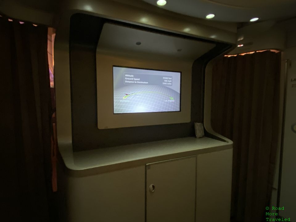 OZ Business Class onboard lounge TV screen