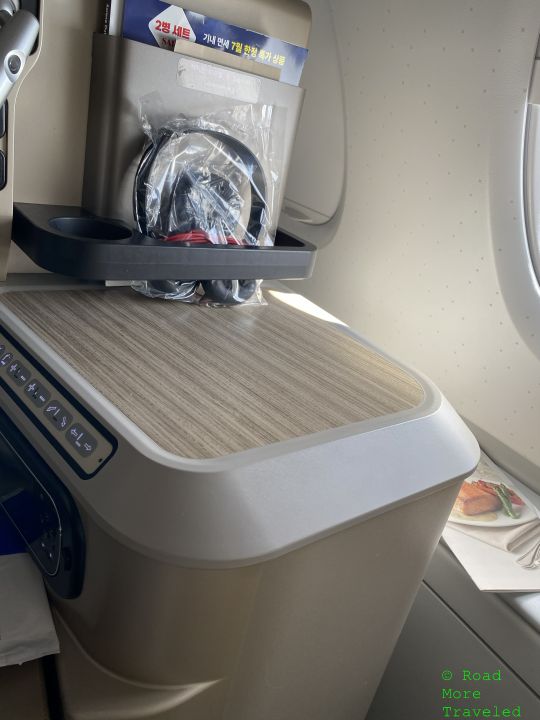 Asiana Airlines A380 Business Class window seat armrest