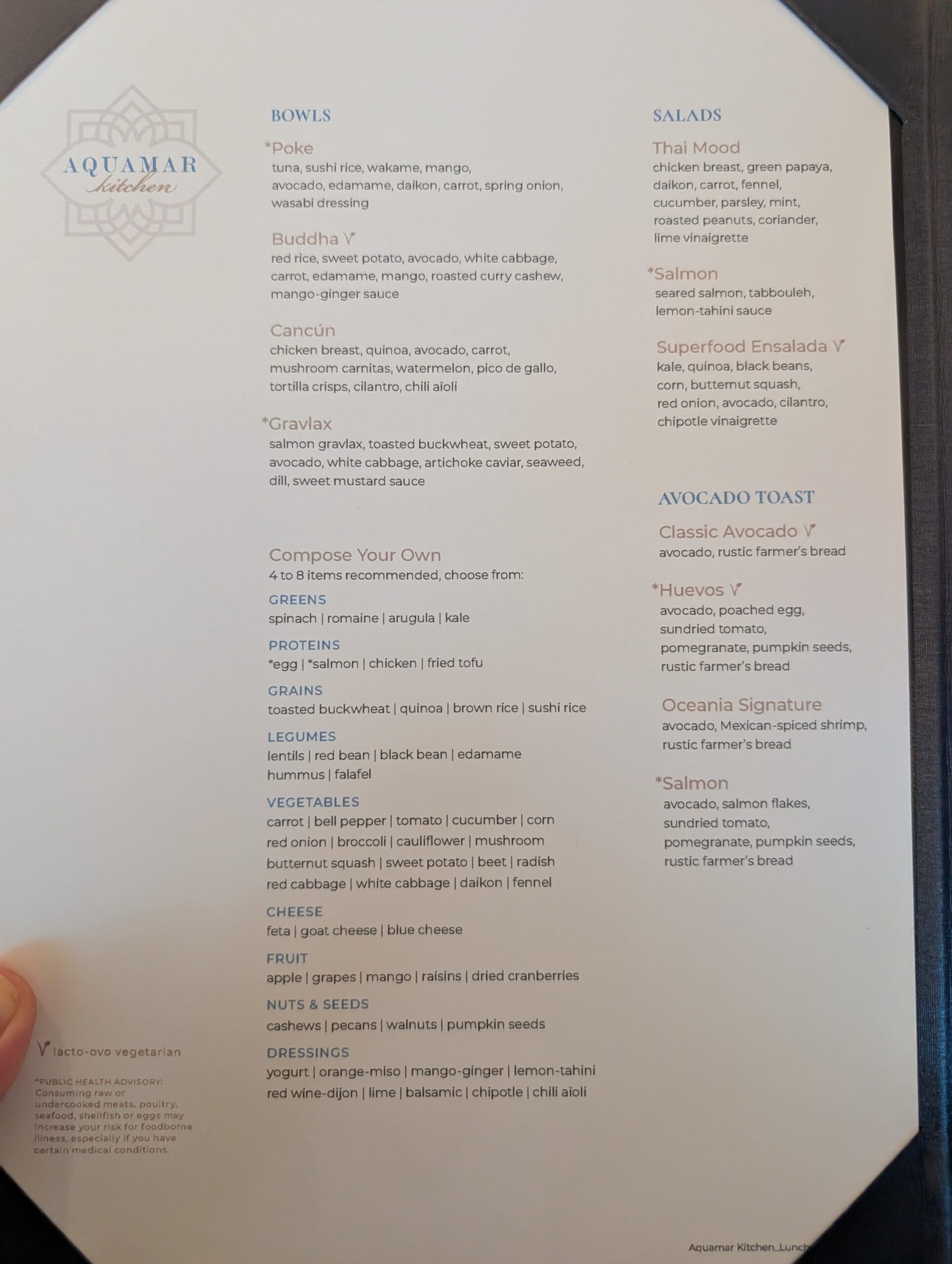 oceania menu